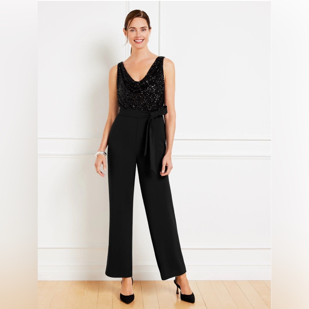Talbots Sequin Crepe Draped Jumpsuit - NWT in Package